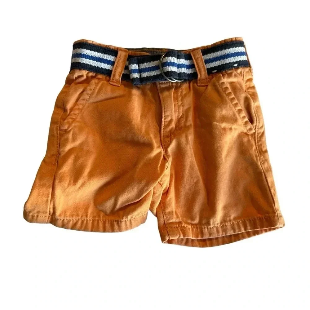 Gymboree boys 6-12 months prep fit orange shorts with belt
